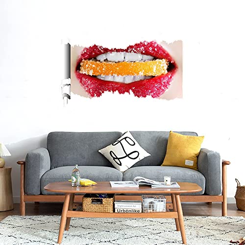 GADGETS WRAP Printed Wall Decal Sticker Scratched Paper Style Wall Decal (90cm x 50cm) - Candy Lips 2