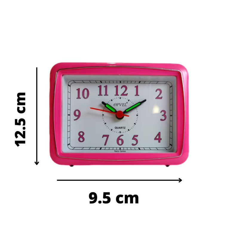 STLYZ Plastic Table Alarm Clock for Home & Office - 12.5 × 4 × 9.5 cm (Pink)