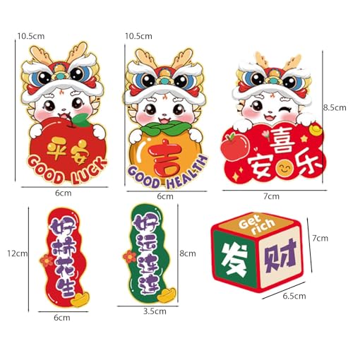 ATORSE® 6Pcs 2024 Chinese New Year Refrigerator Magnets for Spring Festival Party