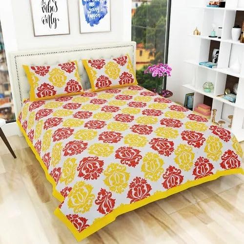 King Size Printed Pure Cotton Bedsheet with 2 Pillow Covers Soft and Attractive Bedsheet