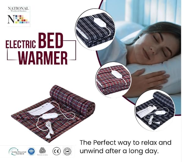 NWF Wool Electric Under Blanket Single Bed Warmer Heating Kambal Hot Blanket for Winter, 30 X 60 Inches (Mix Colors)