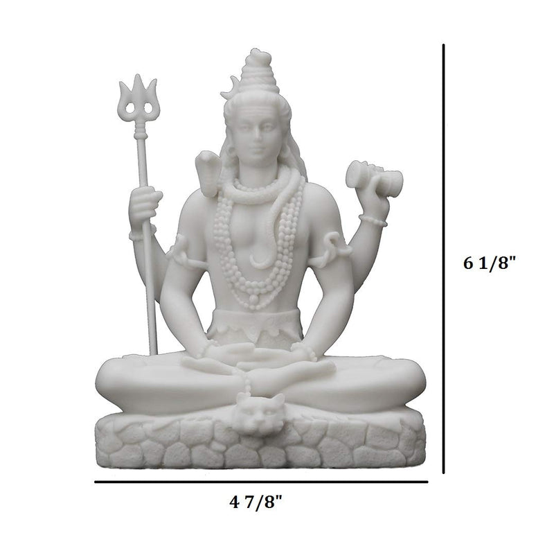 Veronese Design 6 1/8" Tall Resin Cast Marble Finish Meditating Shiva Hindu God Statue Indian Idol, White