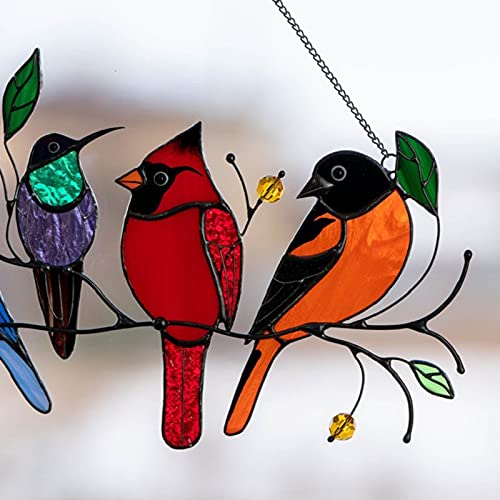 Bird Painting Window Decoration Birds Wall Art Ornaments Window Hanging Decorations, 4 Birds-Daerzy