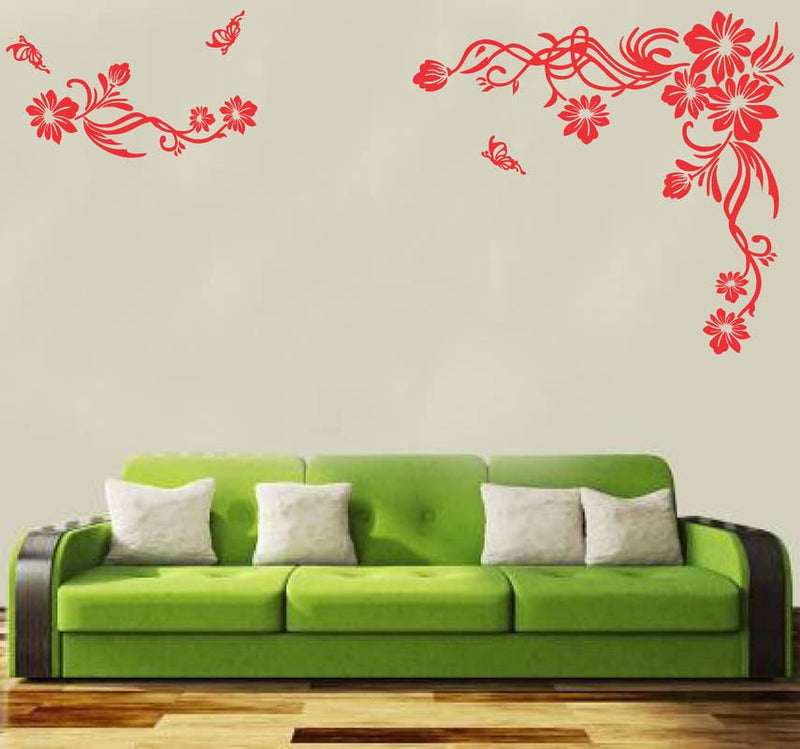 Decoreative red Flower and Wall Sticker