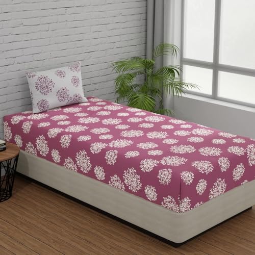 LOPUNNY Soft Cotton 230 TC Single Bedsheet with 1 Pillow Cover, Soft, Smooth, Floral