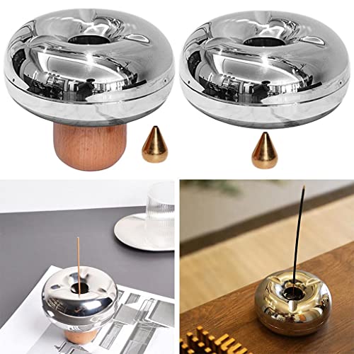 MERISHOPP™ Round Cigarette Ashtray for Home Office Desktop Outdoor with Wooden Stand