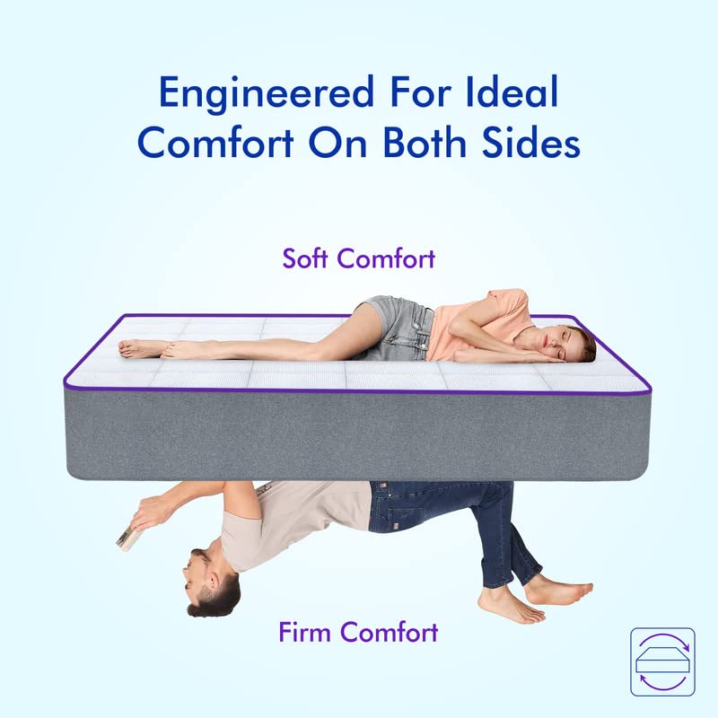 SLEEPSPA Dual Comfort -Hard and Soft-with Soft Comfort Cubes and Rebotech 4 Inch King Size High Resilience (HR) Foam Mattress | 7 Years Warranty (LxW: 72X72X4)