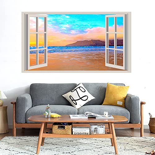 GADGETS WRAP Printed Wall Decal Sticker Fake Window Style Decal (90cm x 50cm) - Water Tides