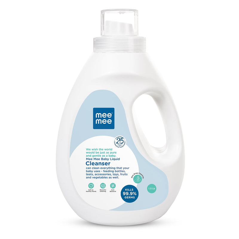 Mee Mee Anti-Bacterial Baby Liquid Cleanser, Kills 99.9% Germs | No Alcohol | Feeding Bottles | Bowls |Toys | Food | Accessories | Fruits & vegetables |(1.5 L - Bottle)