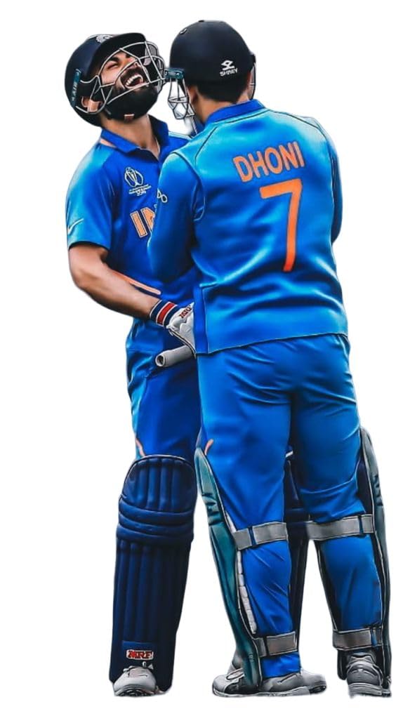 Ruhi Decor MS Dhoni with Kohli Funny Moment Wall Sticker PVC Stickers Waterproof Laminated Wall Stylish for Living Room