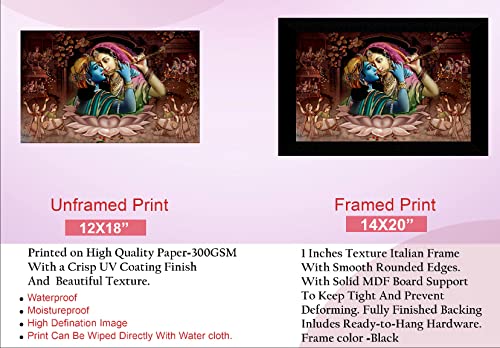 SAF Pack of 1 Radha krishna religious modern art wall painting with framed for living room 11 inch x 14 inch CANFM31268