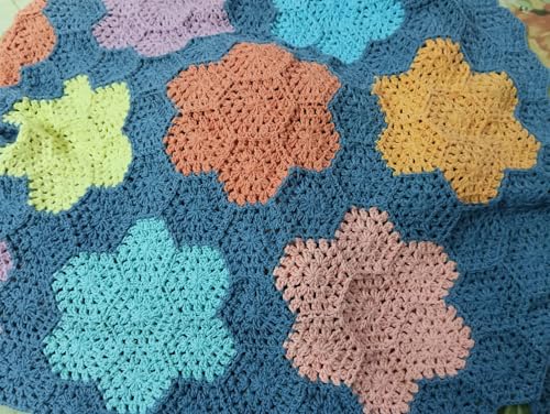 Crochet Handmade Throw Blanket 60"x50", Cotton Acrylic Blend, Lightweight, Ideal for Both Sofa and Ben, Indoor and Outdoor Usage