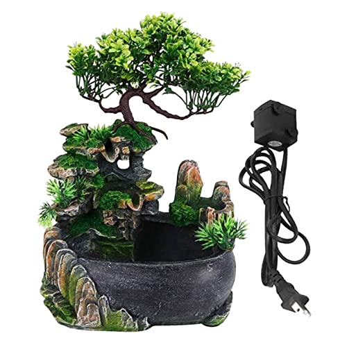 CALANDIS Desk Fountain Rockery Flowing Water Fountains with Light Ornament No Mist