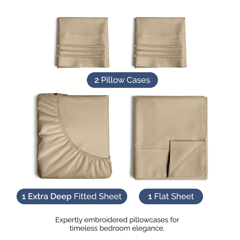 Extra Deep Pocket Sheets - 4 Piece Sheet Set - Twin XL Sheets Deep Pocket - Extra Deep Pocket XL Twin Sheets - Deep Fitted Sheet Set - Extra Deep Pocket Twin XL Size Sheets - Fits Extra Deep Mattress