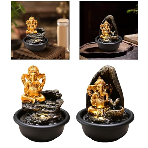 SAZ DEKOR Ganesha Statues Tabletop Water Fountain Decorative Waterscape Rock Waterfall Without Backdrop