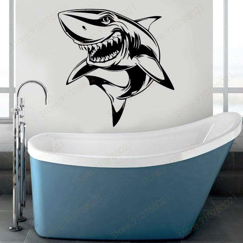 GADGETS WRAP Vinyl Shark Ocean Animal Wall Sticker Vinyl Black