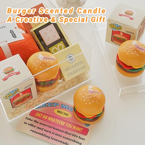 Burger with Cheese Scented Candle, Cute Decorative Food Candle, Handmade Creative Novelty Candle for Party Home Decor and Gift, Yummy Coffee Milk Scent