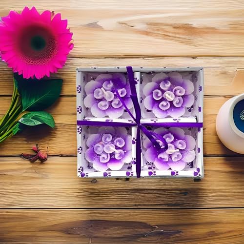 The Decor Affair Radiate Love and Light with These Unique Rose Candle Blossoms - Set of 4 Stunning Multicolour Floating Candles (Purple)