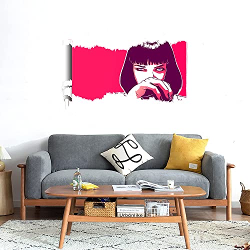 GADGETS WRAP Printed Wall Decal Sticker Scratched Paper Style Wall Decal (90cm x 50cm) - Red Girl