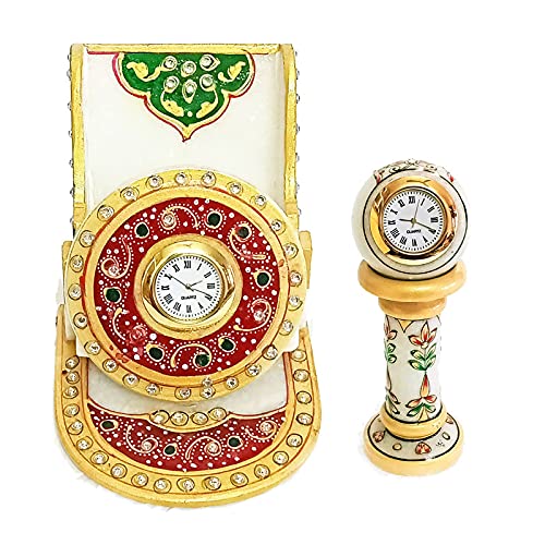 Handicraft Kingdom Mobile Holder for Gym for Men | Smart Cell Phone Stand with Inbuilt Small Clock & Pillar Clock for iPhone Samsung | Approx Size (4.5 Inch) & Wt (1050 Gm) Pack of 2