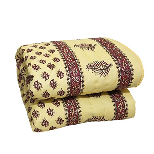 J SHREE Double Bed Organic Pure Cotton Jaipuri Rajai Ac Quilt Rajasthani Traditional Cotton Comforter (Multi 2, Double Bed)