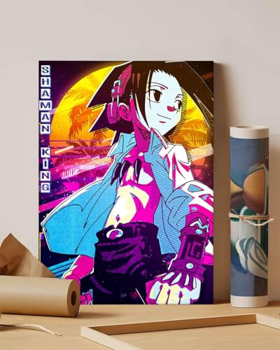 GADGETS WRAP Canvas Gallery Wrap Framed for Home Office Studio Living Room Decoration (11x14inch) - Shaman King Retro