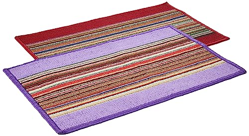 Amazon Brand - Solimo Premium Polypropylene Home Decor Doormats (Pack of 2, Purple & Red), Rectangular, 58 x 38 cm