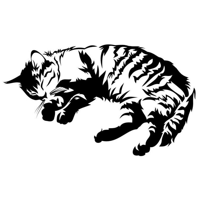 GADGETS WRAP Vinyl Wall Decal Sticker Sleeping Dormant Cat Vinyl Sticker Lovely Creative Car Cover Scratch