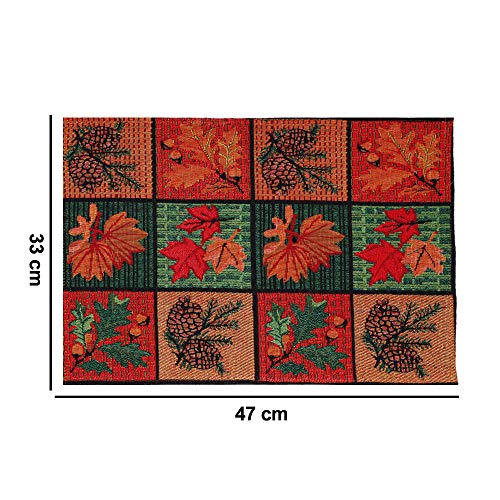 PRAKARTIK BY INDUARTS Cotton Jacquard Tropical Print Rectangular Placemat (33X47 cm, Multicolour) -Set of 4