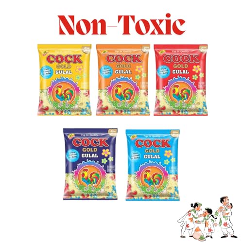 DaisyRoots Gold Gulal - Muliticolor (Pack of 5) | 100% Natural and Herbal Gulal | Organic Coloured Powder | Non-Toxic and Skin-Friendly Holi Gulal | Holi Celebration (GULAL)