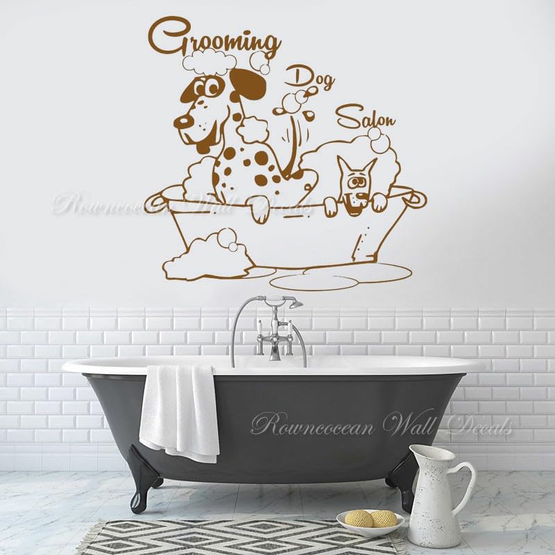 GADGETS WRAP Vinyl Grooming Salon Dog Wall Sticker Vinyl Interior Home Decor Brown