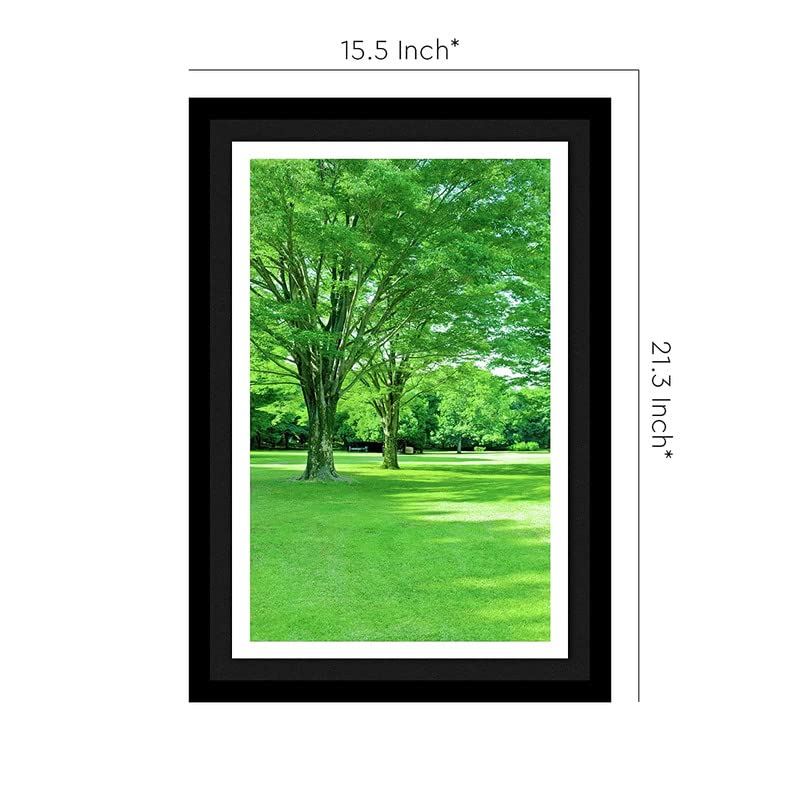 Treemaison Lush Nature Green Landscape - Vastu Remedy with Frame (13 * 19, Black Frame)