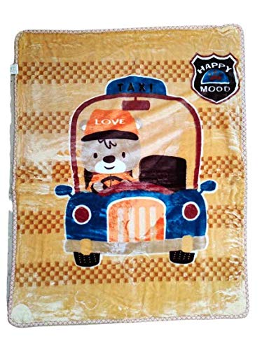 Dazzle Kid's Double Layer Heavy Velvet Winter Blanket (Brown, 6 Months to 5 Year)