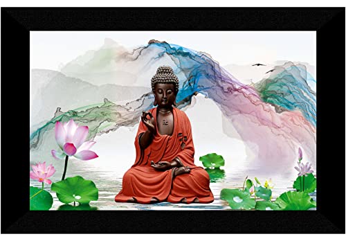 SAF Pack of 1 Buddha religious modern art wall painting with framed for living room 11 inch x 14 inch CANFM31277