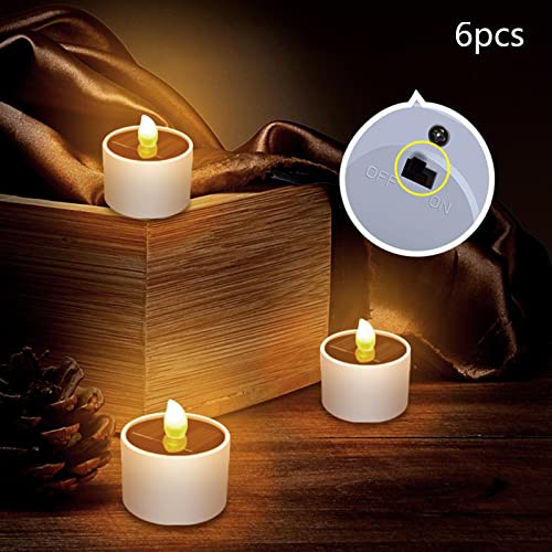 SECRET DESIRE Waterproof Flameless Led Tea Lights Solar Powered for Home Outdoor Party