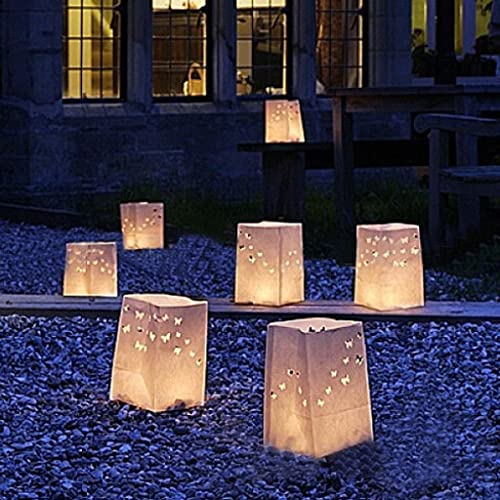 ATORSE® 10Pcs Butterfly Design Candle Bags Candle Lantern Bags White