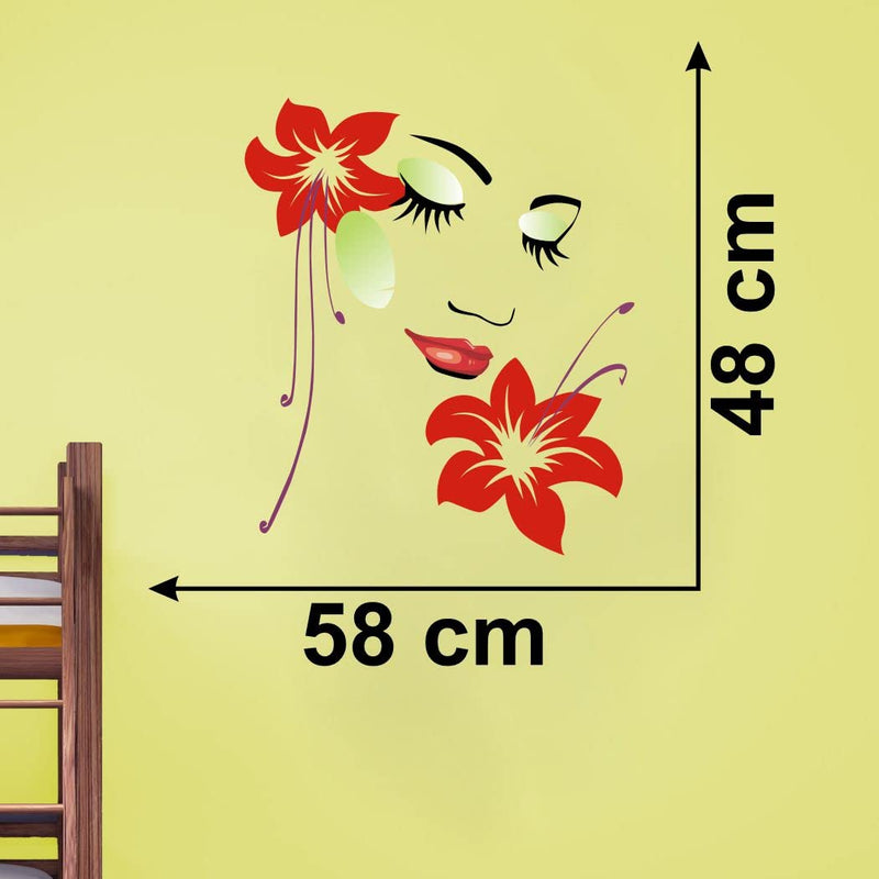 Delight Art Beautiful Flower Girl Floral Wall Sticker Size - ( 58*48 ) cm Model id - ( DAMC00287L )