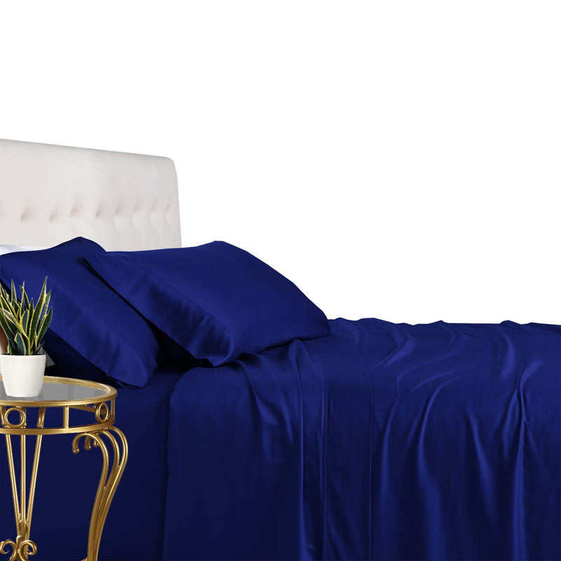 Royal Tradition 100 Percent Bamboo Bed Sheet Set, Queen, Solid Royal Blue, Super Soft and Cool Bamboo Viscose 4PC Sheets