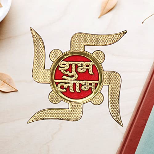 Baal Decorative Diwali Shubh Labh Swastik Sticker/Wall Sticker for Living Room, Home and Temple Wall Decoration on Diwali and Other Festivals (Set of 2)