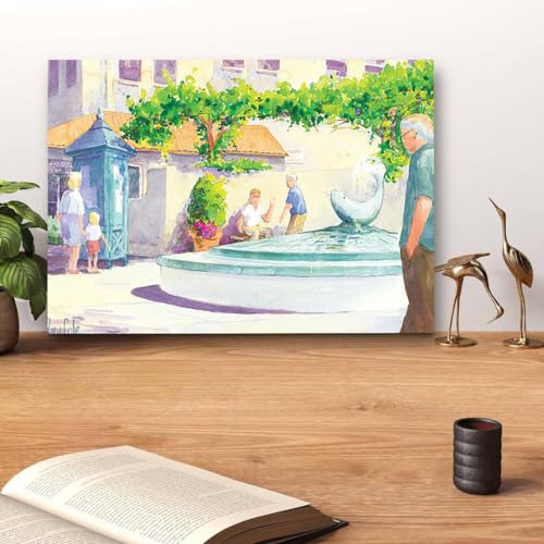 GADGETS WRAP Canvas Gallery Wrap Framed for Home Office Studio Living Room Decoration (14x11inch) - Seal Fountain