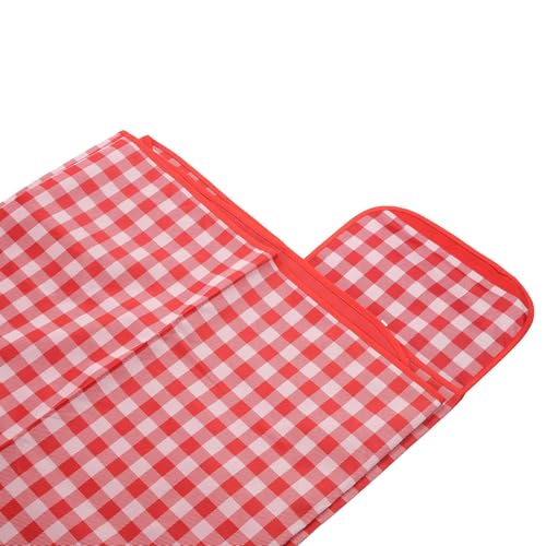 Mossio Camping Blanket, Large Size Picnic Blanket Oxford Cloth Foldable for Outdoor Red White Lattice