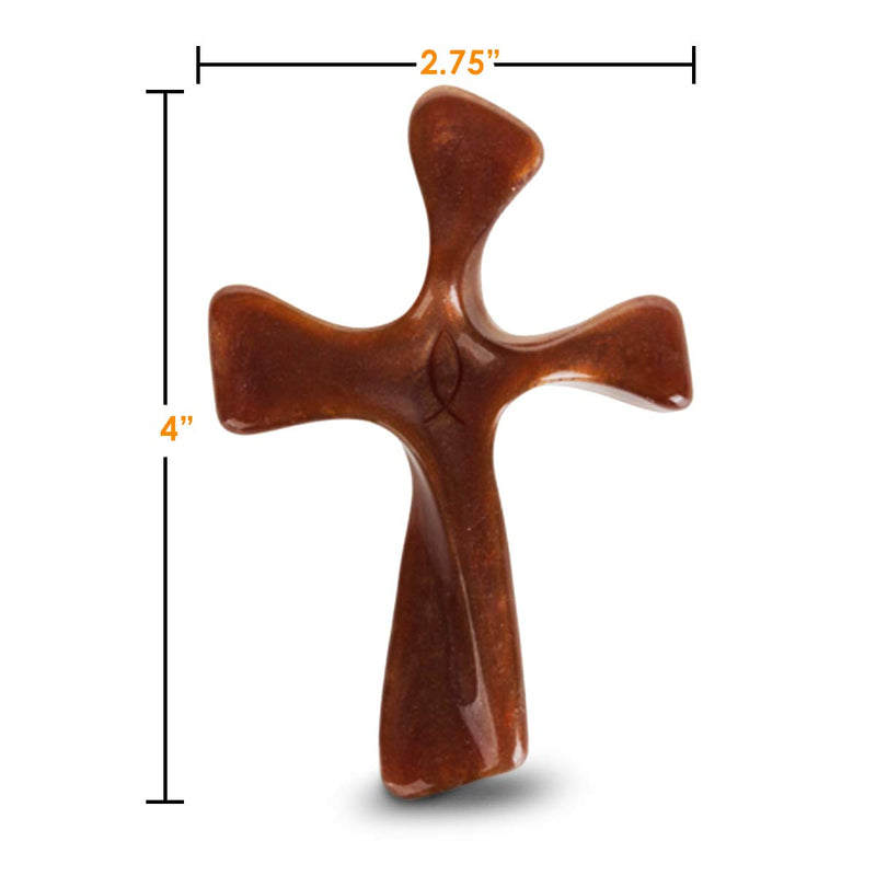 Soothe My Restless Soul Prayer Cross- Embrace Faith and Devotion- Handheld, Comforting Design for Clutching, Clinging and Praying- Peaceful, Calming Bereavement Sympathy Gift- Brown Resin (Pack of 2)