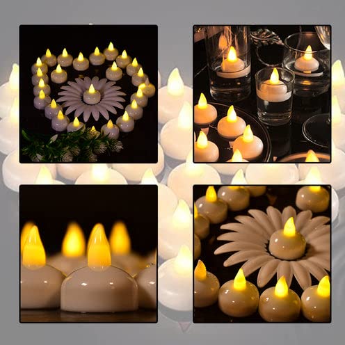 TechKing SET of 24 FLAMELESS FLOATING CANDLES BATTERY OPERATED TEA LIGHTS TEALIGHT CANDLE - DECORATIVE, WEDDING