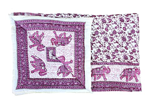 LOARSHY Pure Cotton Handmade Floral Abstract Printed Pink | Soft and Lightweight and Warm Jaipuri Rajasthani Double Bed Razai | Soft AC Quilt for Summer and Winters | Gift Item for Loved Ones