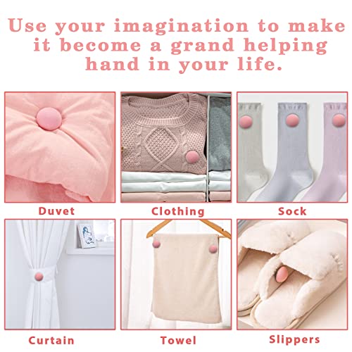 SINGARO Quilt Fixing Clips,16 Pcs Duvet Cover Clips,Mushroom Round Fixing Clips with Buttons,Bedroom Duvet Fixing Holder Quilt Cover Pins with Box (Pink)