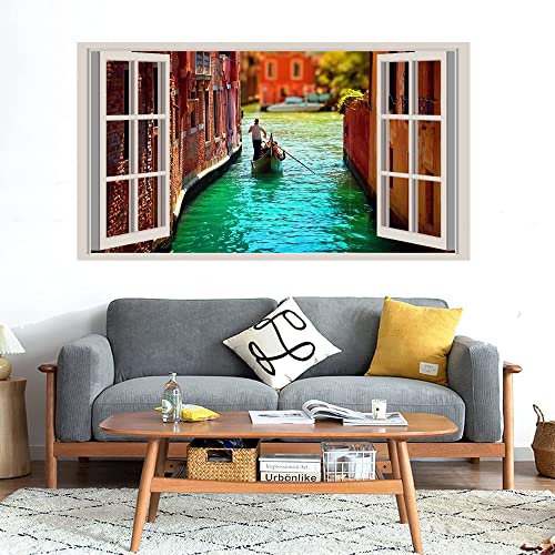 GADGETS WRAP Printed Wall Decal Sticker Fake Window Style Decal (90cm x 50cm) - Venice