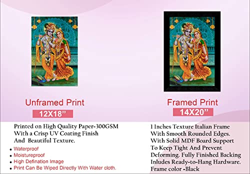 SAF Pack of 1 Radha krishna religious modern art wall painting with framed for living room 11 inch x 14 inch CANFM31295