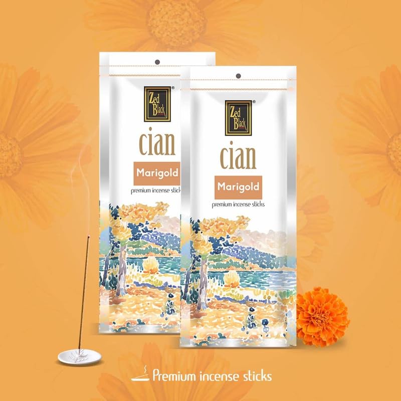 Zed Black Cian Incense Sticks Pack of 5 (in 5 Fragrances of Marine, Rose, Marigold, Lavender and Ivory)