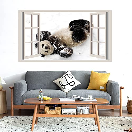 GADGETS WRAP Printed Wall Decal Sticker Fake Window Style Decal (90cm x 50cm) - Snow Panda