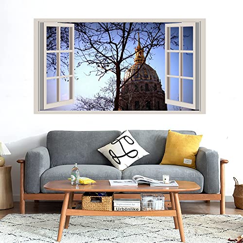 GADGETS WRAP Printed Wall Decal Sticker Fake Window Style Decal (90cm x 50cm) - Tree vs Dome